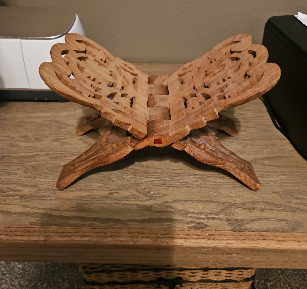 Intricately Carved Wooden Book Stand